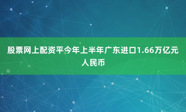 股票网上配资平今年上半年广东进口1.66万亿元人民币
